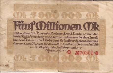 Аверс банкноты 5000000 марок (Германия) 1923 года