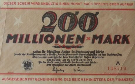 Аверс банкноты 200 000 000 marek (Niemcy) 1923