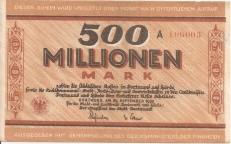 Аверс банкноты 500 000 000 marek (Niemcy) 1923