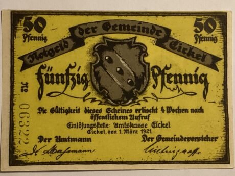 Аверс банкноты 50 fenigów (Niemcy) 1921