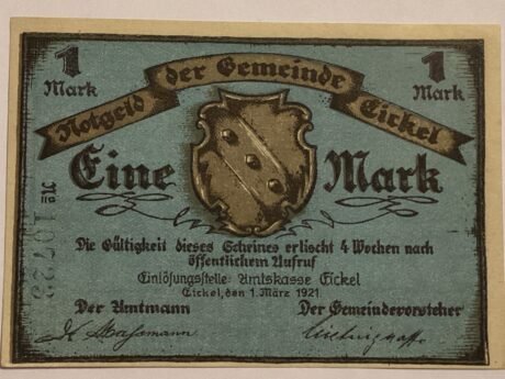 Аверс банкноты 1 marka (Niemcy) 1921