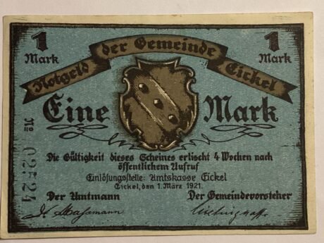 Аверс банкноты 1 marka (Niemcy) 1921