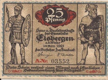 Аверс банкноты 25 fenigów Spar- und Darlehnskasse (Niemcy) 1921