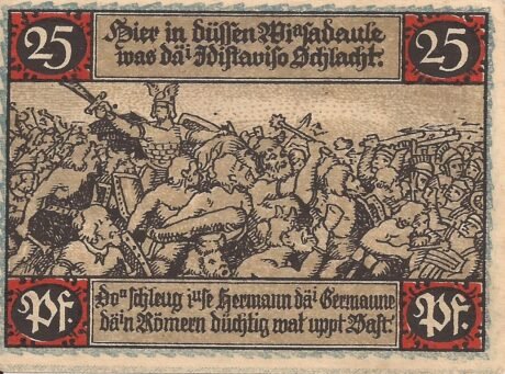 Реверс банкноты 25 fenigów Spar- und Darlehnskasse (Niemcy) 1921
