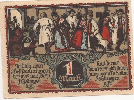 Реверс банкноты 1 marka Spahr- und Darlehnskasse (Niemcy) 1921