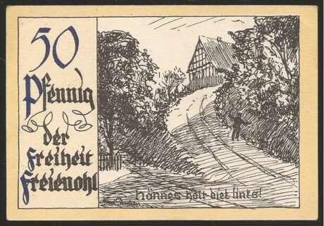 Реверс банкноты 50 fenigów (Niemcy)