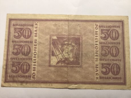 Реверс банкноты 50000000 марок Gelsenkirchener Bergwerks-Aktien-Gesellschaft (Германия) 1923 года