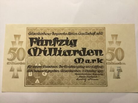 Аверс банкноты 50000000000 marek Gelsenkirchener Bergwerks-Aktien-Gesellschaft (Niemcy) 1923