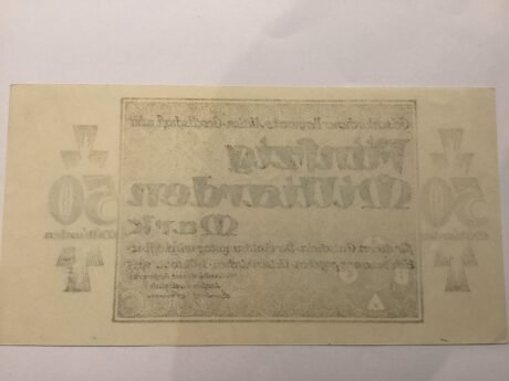 Реверс банкноты 50000000000 marek Gelsenkirchener Bergwerks-Aktien-Gesellschaft (Niemcy) 1923