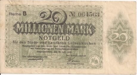 Аверс банкноты 20000000 marek (Niemcy) 1923