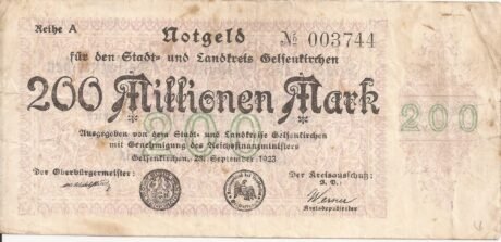 Аверс банкноты 200 000 000 marek (Niemcy) 1923