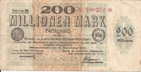 Аверс банкноты 200 000 000 marek (Niemcy) 1923