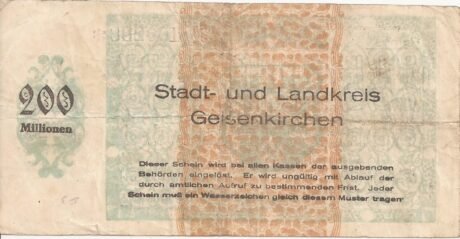 Реверс банкноты 200 000 000 marek (Niemcy) 1923
