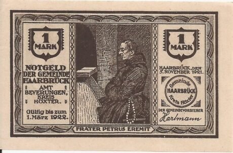 Аверс банкноты 1 marka (Niemcy) 1921