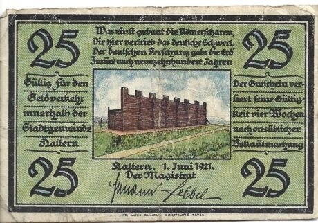 Реверс банкноты 25 fenigów (Niemcy) 1921