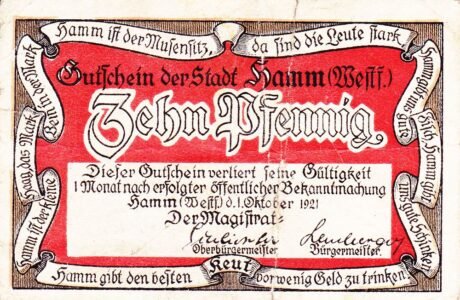 Аверс банкноты 10 fenigów (Niemcy) 1921