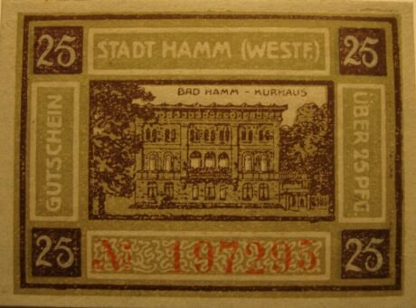 Реверс банкноты 25 fenigów (Niemcy) 1920