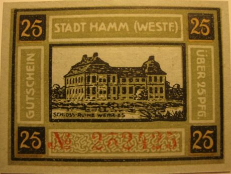 Реверс банкноты 25 fenigów (Niemcy) 1920