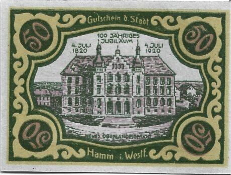 Реверс банкноты 50 fenigów (Niemcy) 1920