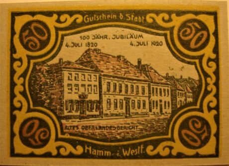 Реверс банкноты 50 fenigów (Niemcy) 1920