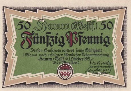 Аверс банкноты 50 fenigów (Niemcy) 1921