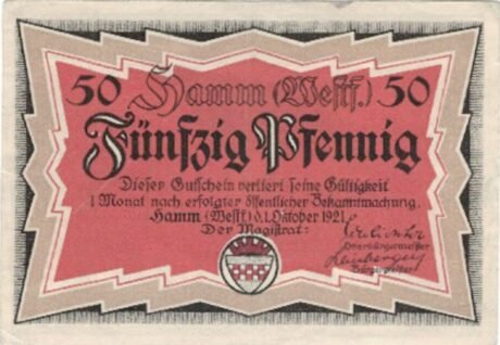 Аверс банкноты 50 fenigów (Niemcy) 1921
