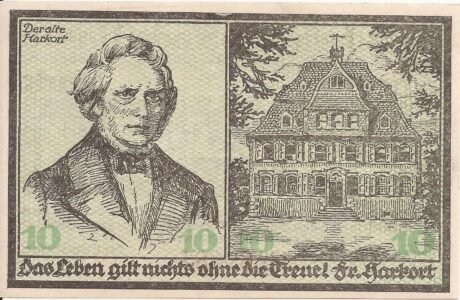 Реверс банкноты 10 marek (Niemcy) 1918