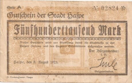 Аверс банкноты 500000 marek (Niemcy) 1923