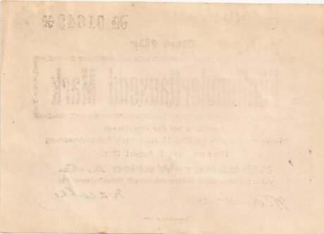 Реверс банкноты 500000 marek Klöckner-Werke (Niemcy) 1923