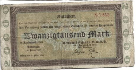 Аверс банкноты 20000 marek Henschel i Sohn (Niemcy) 1923