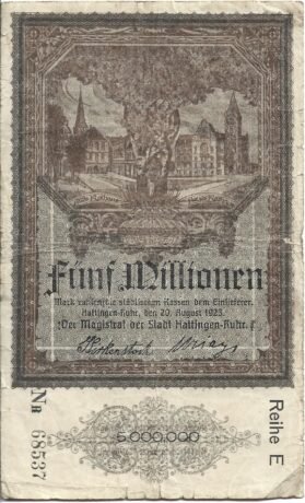 Аверс банкноты 5000000 марок (Германия) 1923 года
