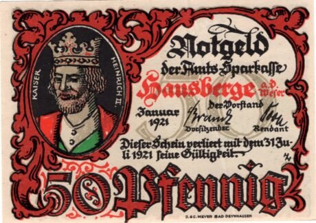 Аверс банкноты 50 fenigów Amts-Sparkasse (Niemcy) 1921