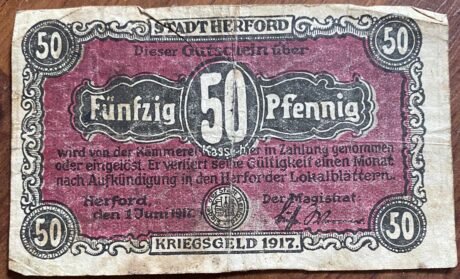 Аверс банкноты 50 пфеннигов (Германия) 1917 года