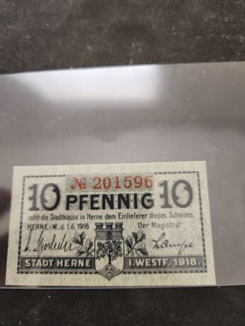 Аверс банкноты 10 fenigów (Niemcy) 1918