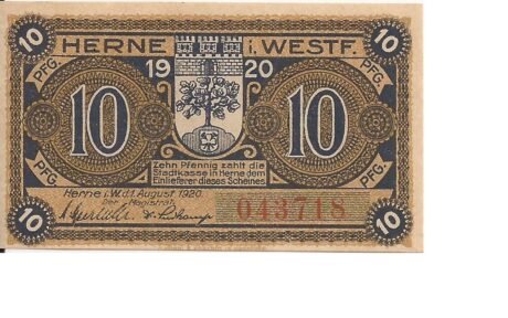 Аверс банкноты 10 пфеннигов (Германия) 1920 года