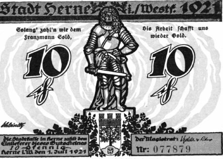 Аверс банкноты 10 пфеннигов (Германия) 1921 года