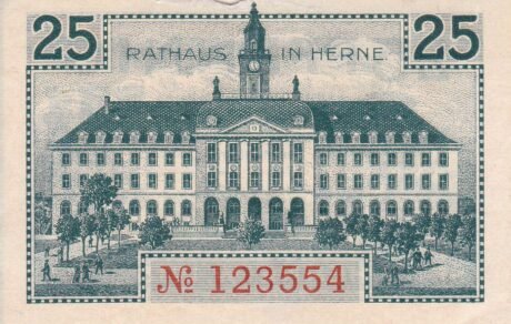 Реверс банкноты 25 fenigów (Niemcy) 1918