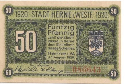 Аверс банкноты 50 fenigów (Niemcy) 1920