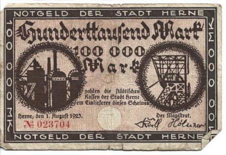 Аверс банкноты 100000 marek (Niemcy) 1923