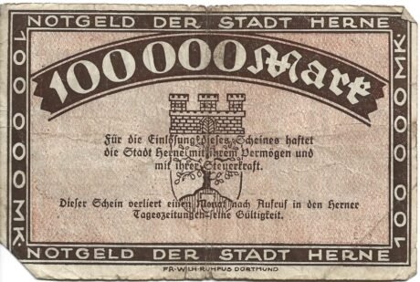 Реверс банкноты 100000 marek (Niemcy) 1923