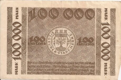 Реверс банкноты 100000 marek (Niemcy) 1923