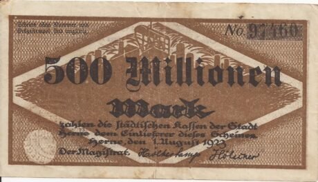 Аверс банкноты 500 000 000 marek (Niemcy) 1923
