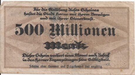 Реверс банкноты 500 000 000 marek (Niemcy) 1923