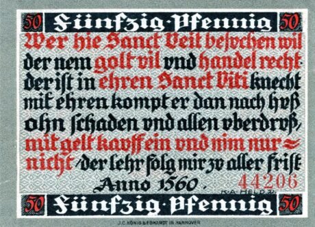 Реверс банкноты 50 fenigów (Niemcy) 1921