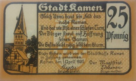 Аверс банкноты 25 fenigów (Niemcy) 1920