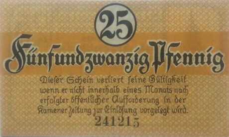 Реверс банкноты 25 fenigów (Niemcy) 1920