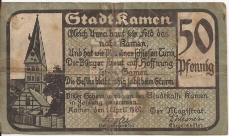 Аверс банкноты 50 fenigów (Niemcy) 1920