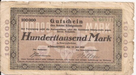 Аверс банкноты 100000 marek (Niemcy) 1923