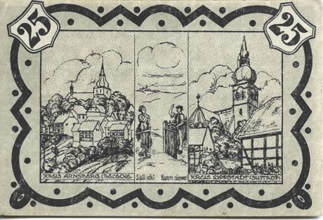 Реверс банкноты 25 fenigów (Niemcy) 1920