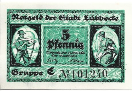 Аверс банкноты 5 fenigów (Niemcy) 1920